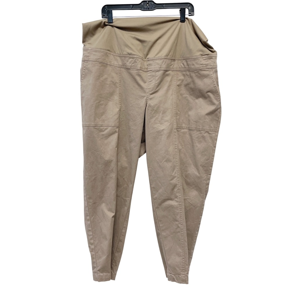 Isabel by Ingrid & Isabel Womens Tan Full Panel Maternity Tapered Pants Size XXL
